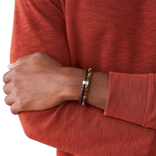 Detalle de Fossil Bracelet Homme Vintage en Cuir Marron — Longueur Intérieure 180–195 mm (JF03118040)