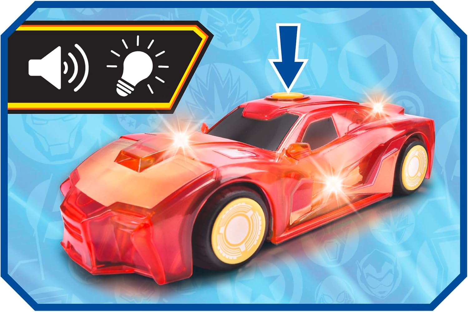 Thumbnail 3 de Jada Toys Marvel Light Hero Iron Man Auto (15 cm) – Superhelden-Spielzeugauto mit Friktion, Licht & Sound