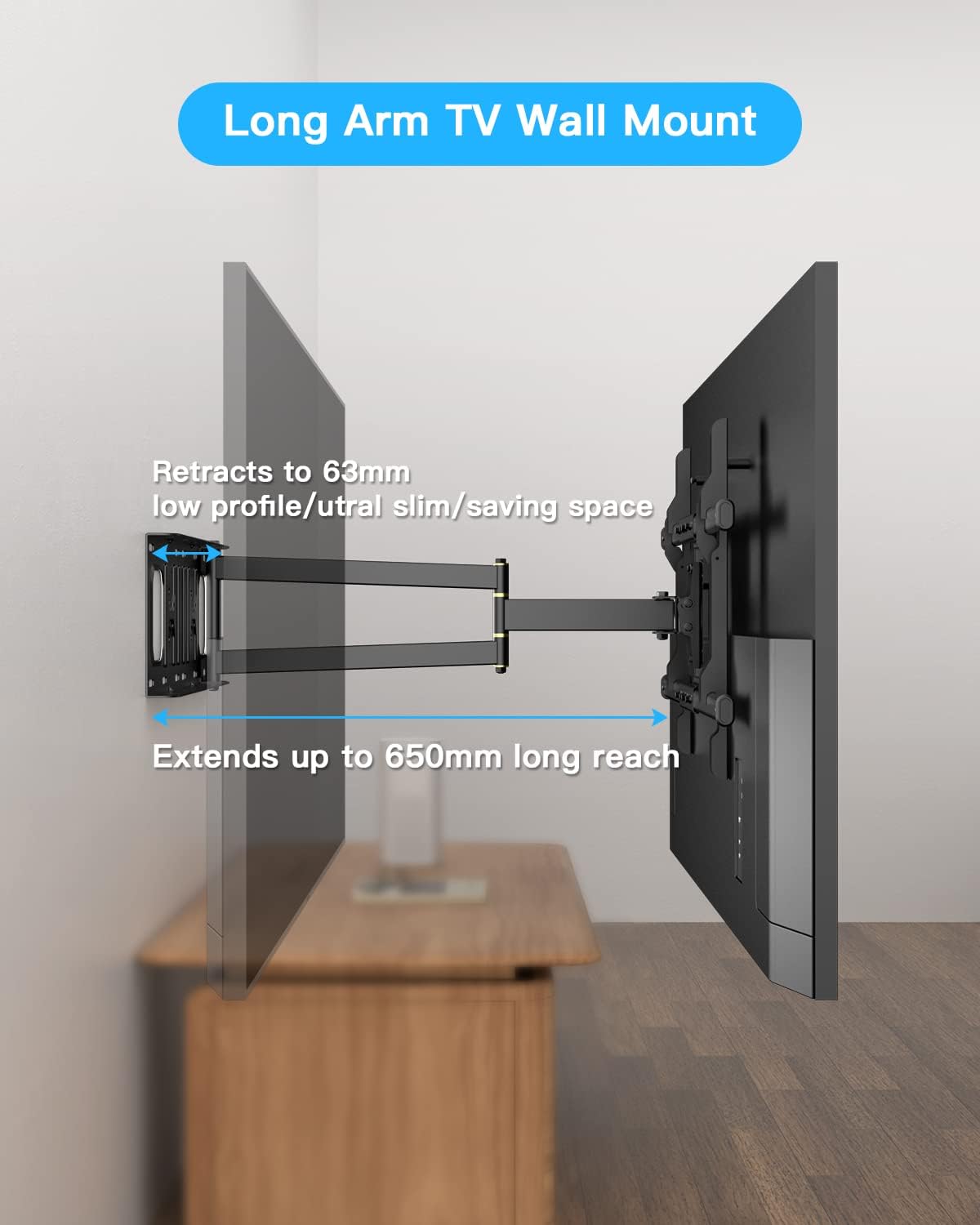 Thumbnail 1 de WHYFONE long reach TV wall bracket 650mm