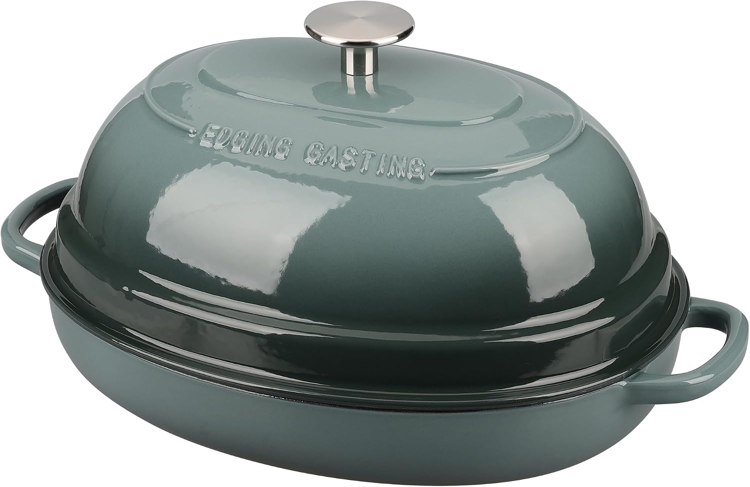 Thumbnail 4 de 6QT Enameled Oval Cast Iron Dutch Oven Bread Pot (Slateblue) with Lid for Sourdough & Artisan Loaves