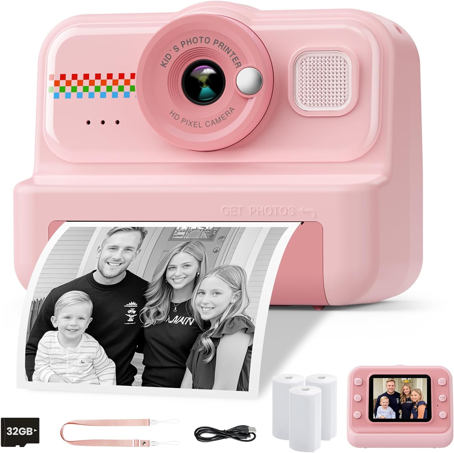 Detalle de HiMont Kinderkamera Sofortbild 1080P mit 32 GB