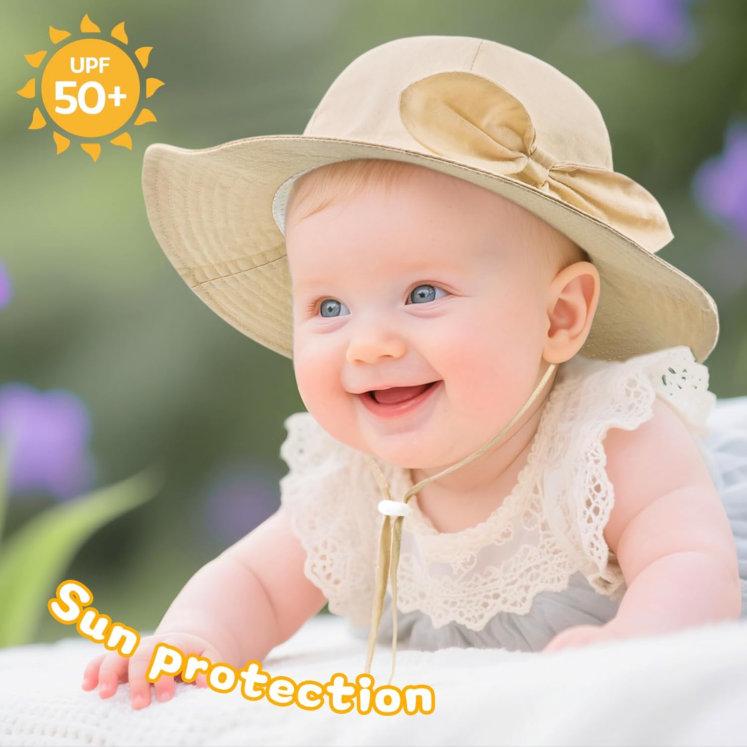 Detalle de DRESHOW Baby Sun Hat Toddler Sun Protection Animal Cap with Chin Strap UPF 50+