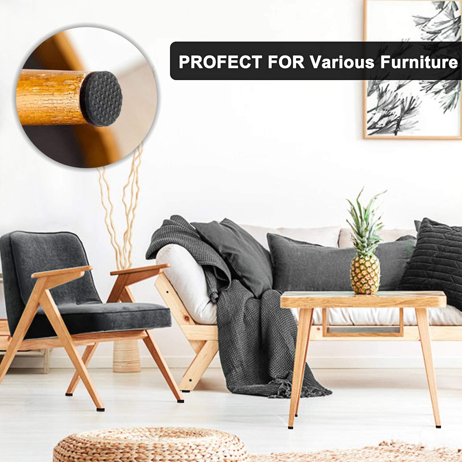 Thumbnail 6 de Yelanon Non Slip Furniture Pads 36 pcs – 25mm, Self-Adhesive Rubber Feet for Wood Floors