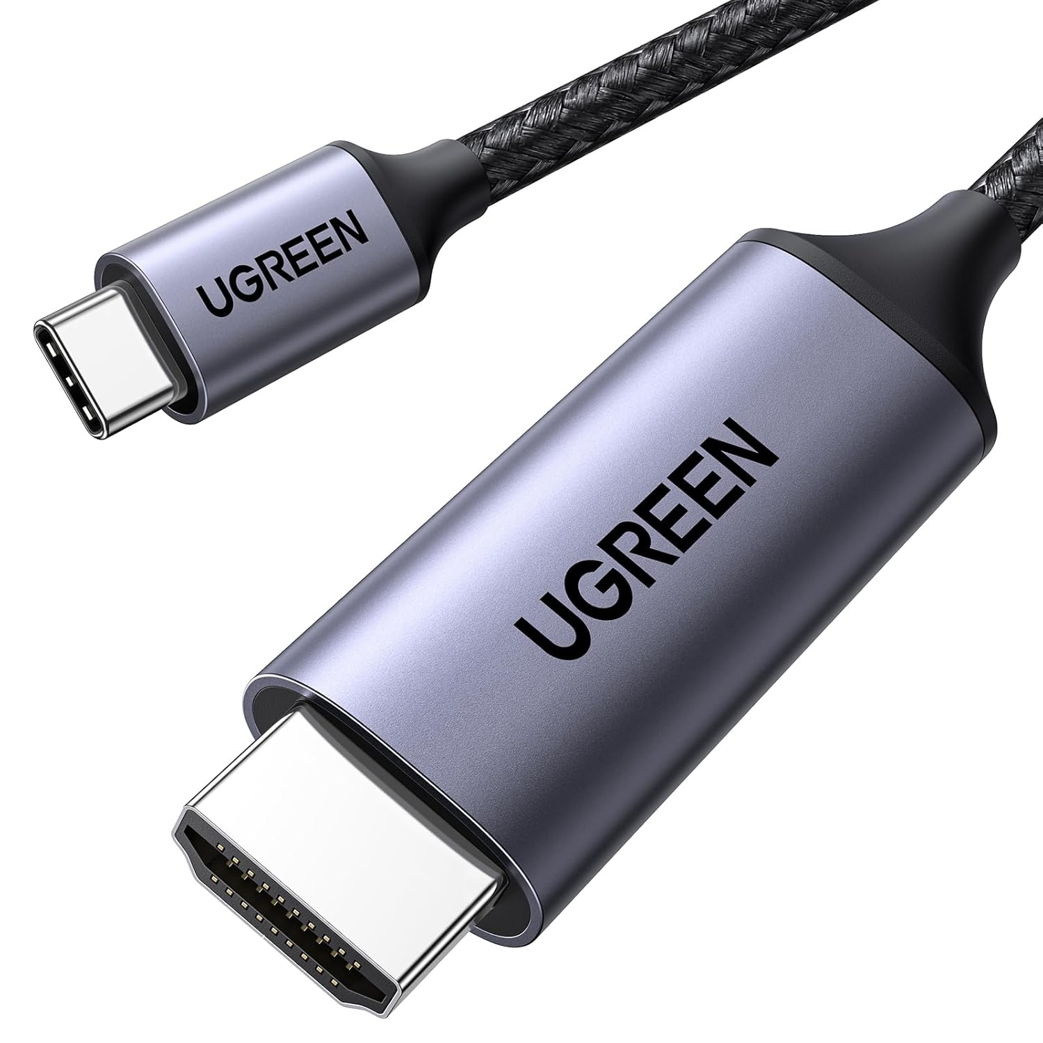 Detalle de UGREEN USB-C auf HDMI Kabel 4K60Hz, 2 m – Thunderbolt 3/USB-C zu HDMI, geflochten, Aluminiumgehäuse