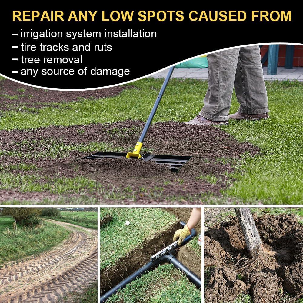 Detalle 1 de Colwelt C068 Lawn Levelling Rake, 17 x 10 in Plate, Adjustable Handle