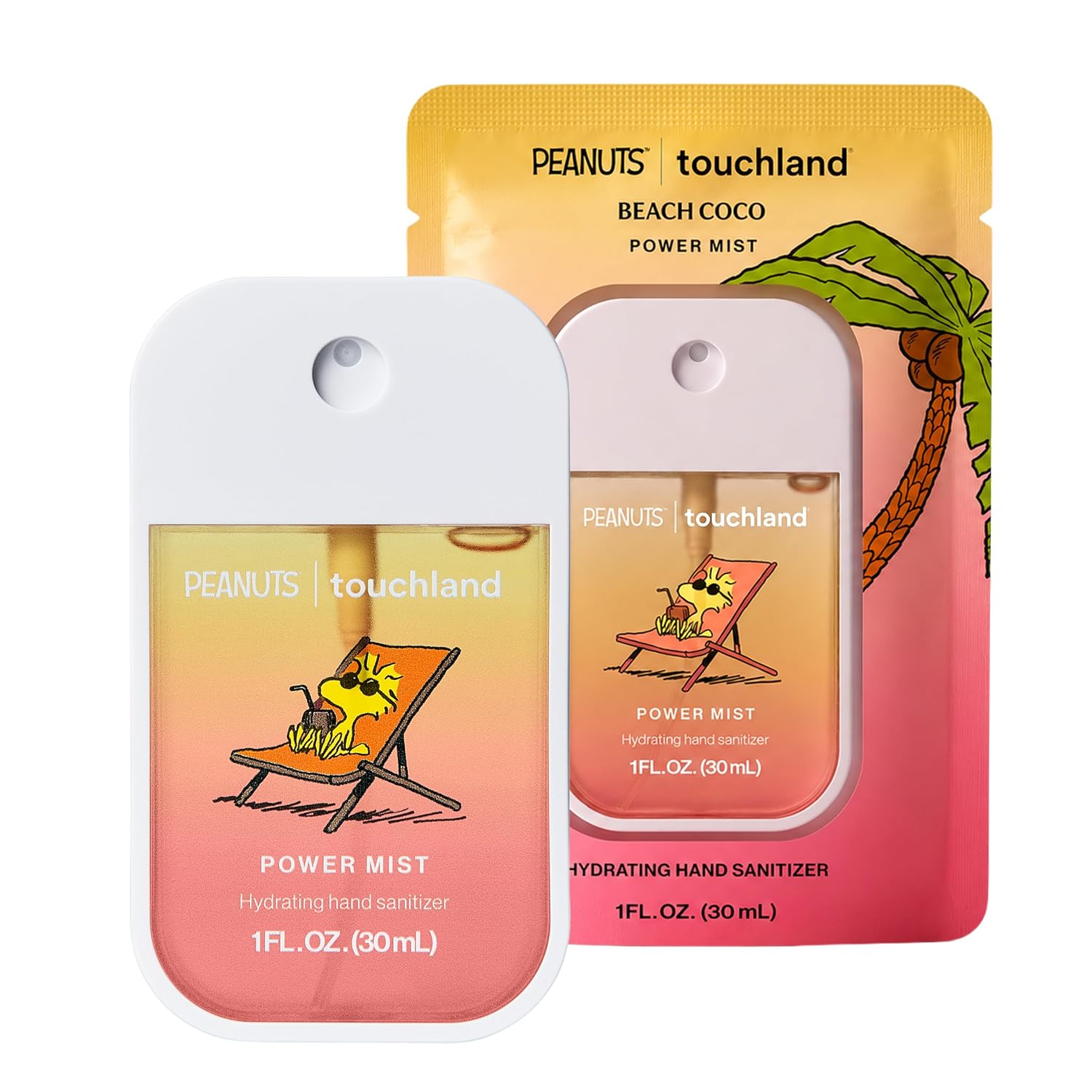 Detalle 2 de Touchland x Peanuts Beach Coco Hand Sanitizer Spray, 1 FL OZ Micro-Mist