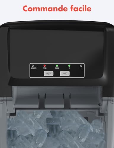 Detalle de KitchenBrothers Machine à Glaçons Professionnelle – Glace pilée portable 12 kg/24h, 9 glaçons par cycle
