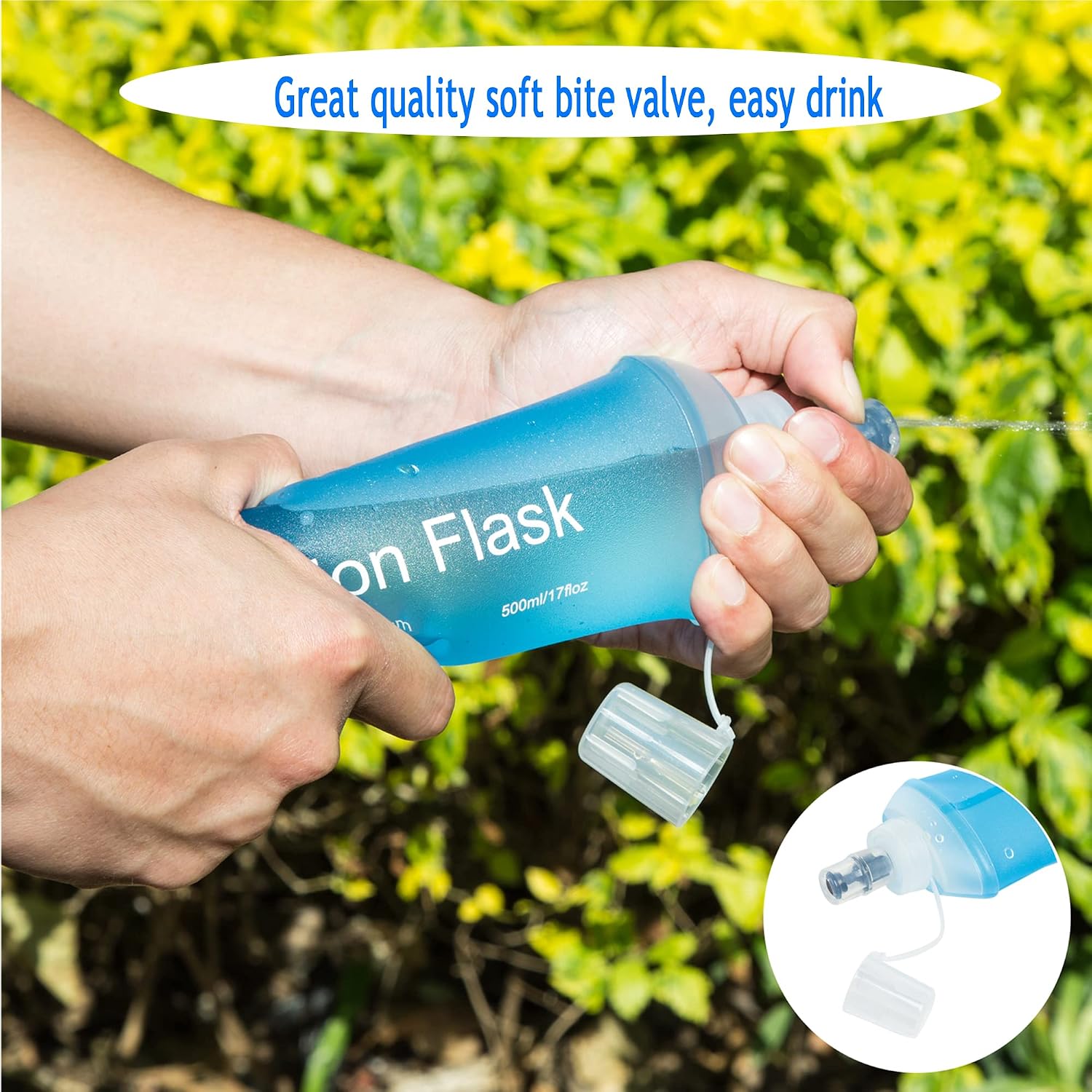 Detalle de AXEN Soft Flask TPU Foldable Running Hydration Flask (500ml/16oz)