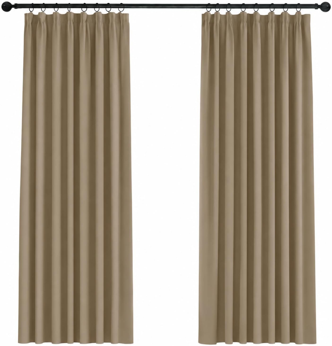Detalle de Deconovo warmtewerende gordijnen 140 × 175 cm, 2 panelen, taupe met plooiband