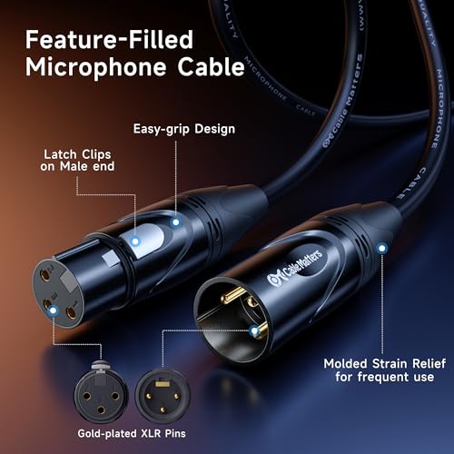 Thumbnail 5 de Cable Matters 2-Pack Premium XLR to XLR Cable, 1.8m, M-F – Balanced Mic Cables for Studio and Stage