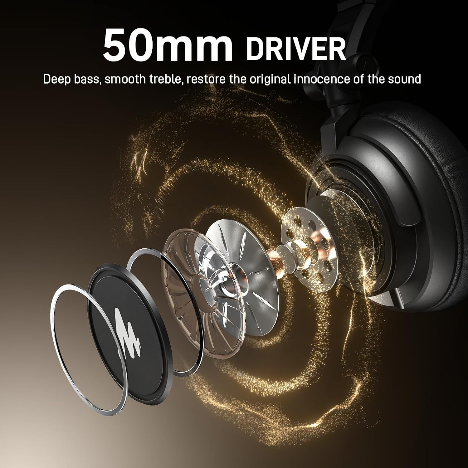 Detalle de MAONO MH601 Wired Studio Headphones with 50mm Drivers and Detachable Cable