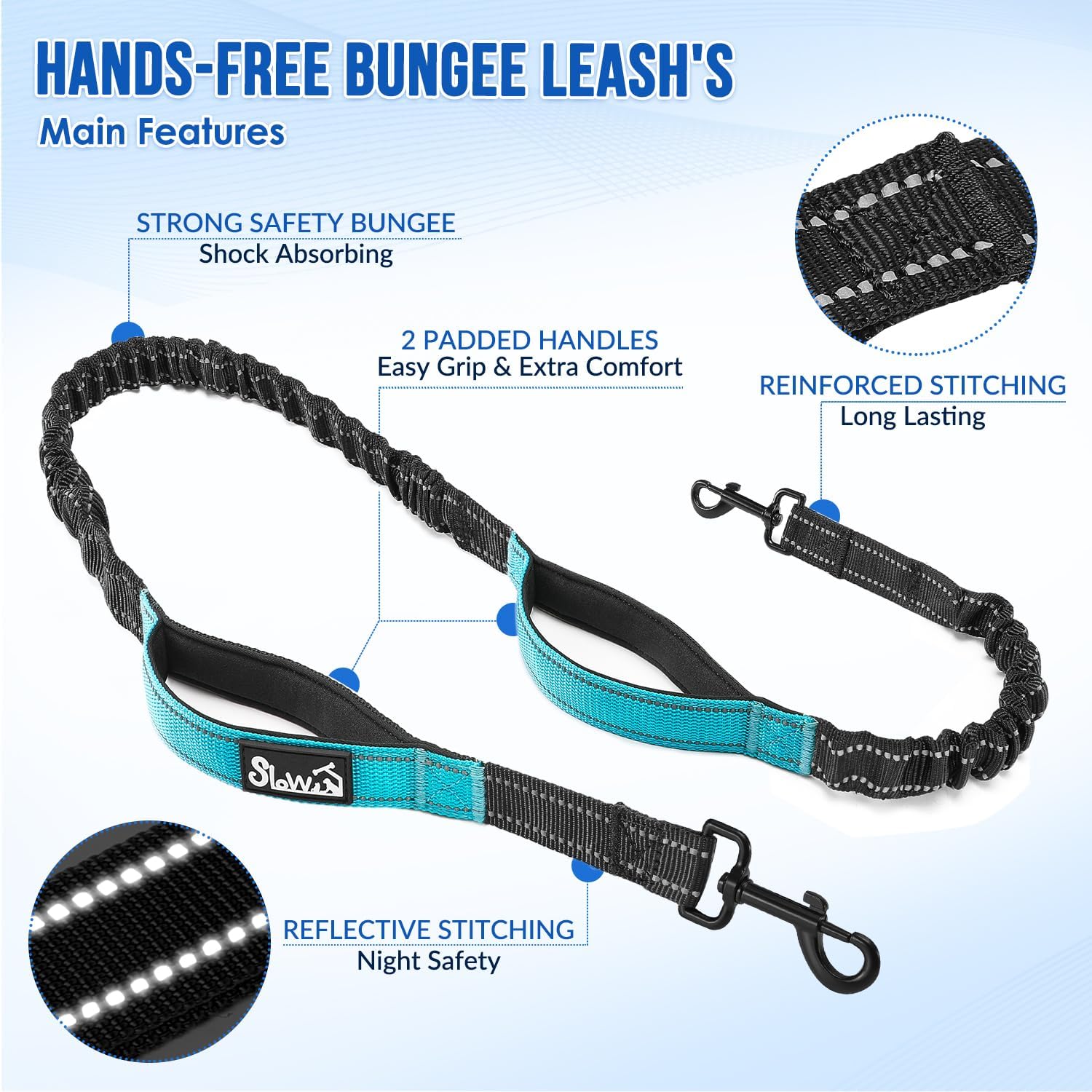Thumbnail 6 de Eyein Hands Free Dog Lead - Anti Pull Double Dog Lead with Removable Pouch