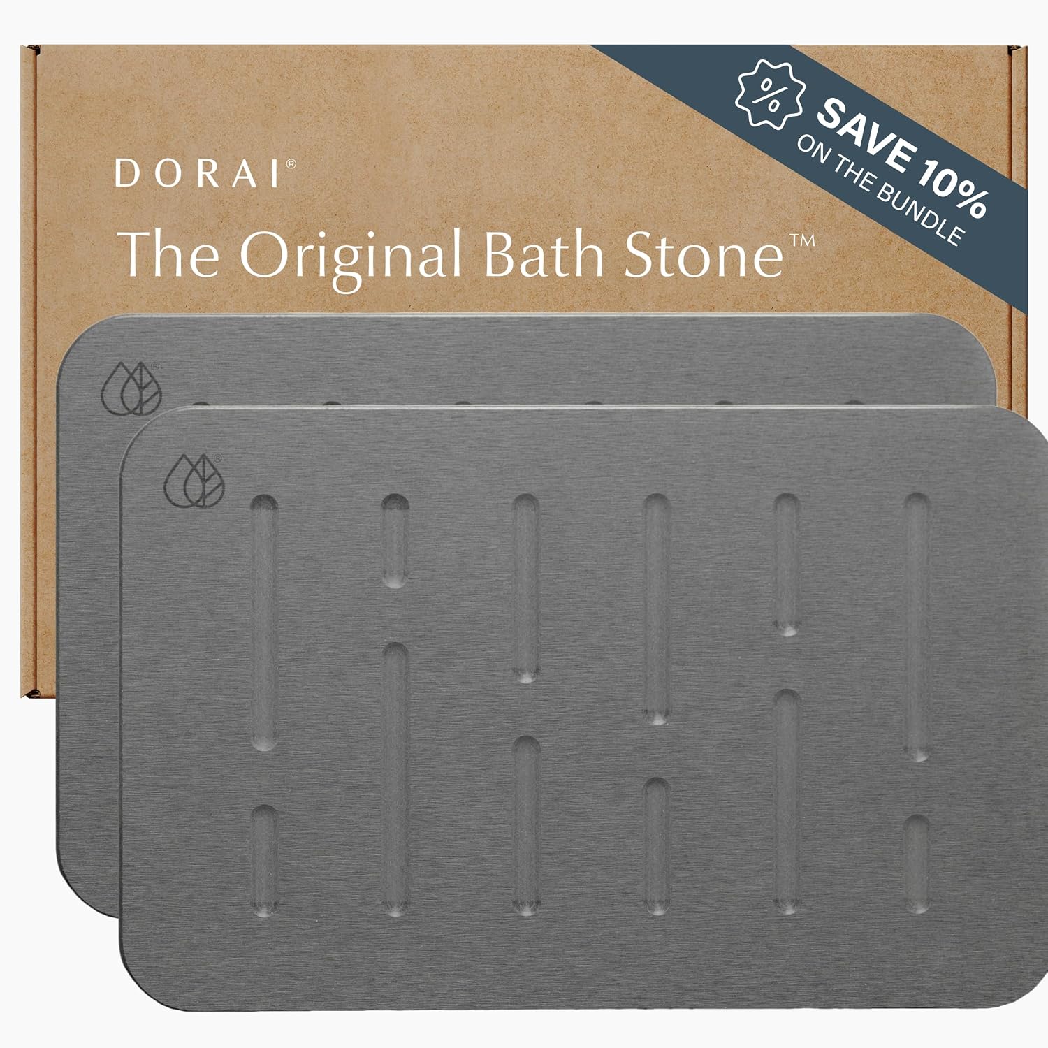 Detalle de Dorai Home Bath Stone Mat 23.6"x15.4" 2-Pack