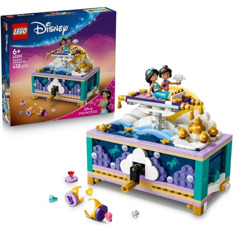 Detalle de LEGO Disney Princess Cofre de Joyas de Jasmine 43295 — 458 piezas, juego de colección y ahorro de tesoros