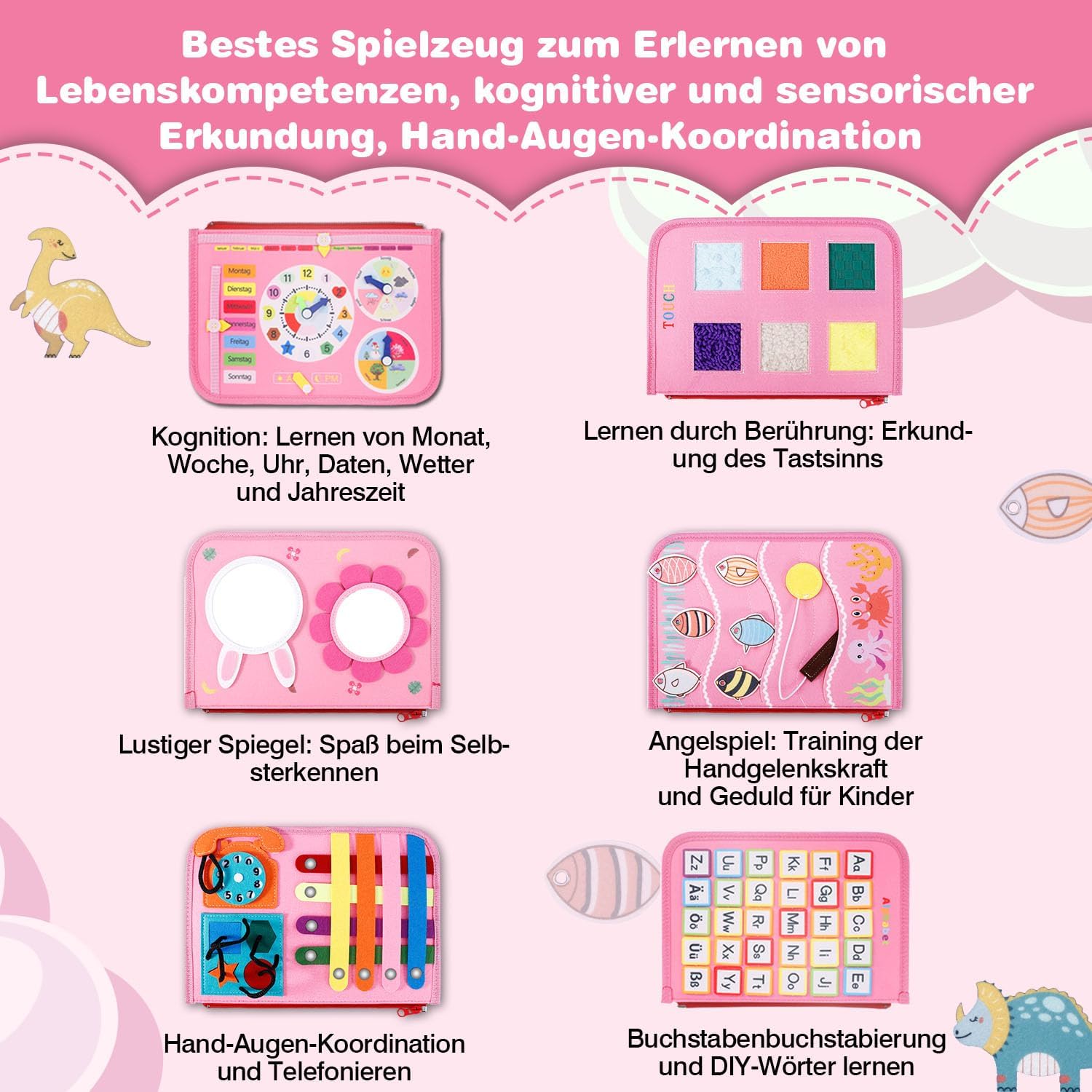 Thumbnail 1 de JHkim Busy Board Rosa Montessori Lernspielzeug