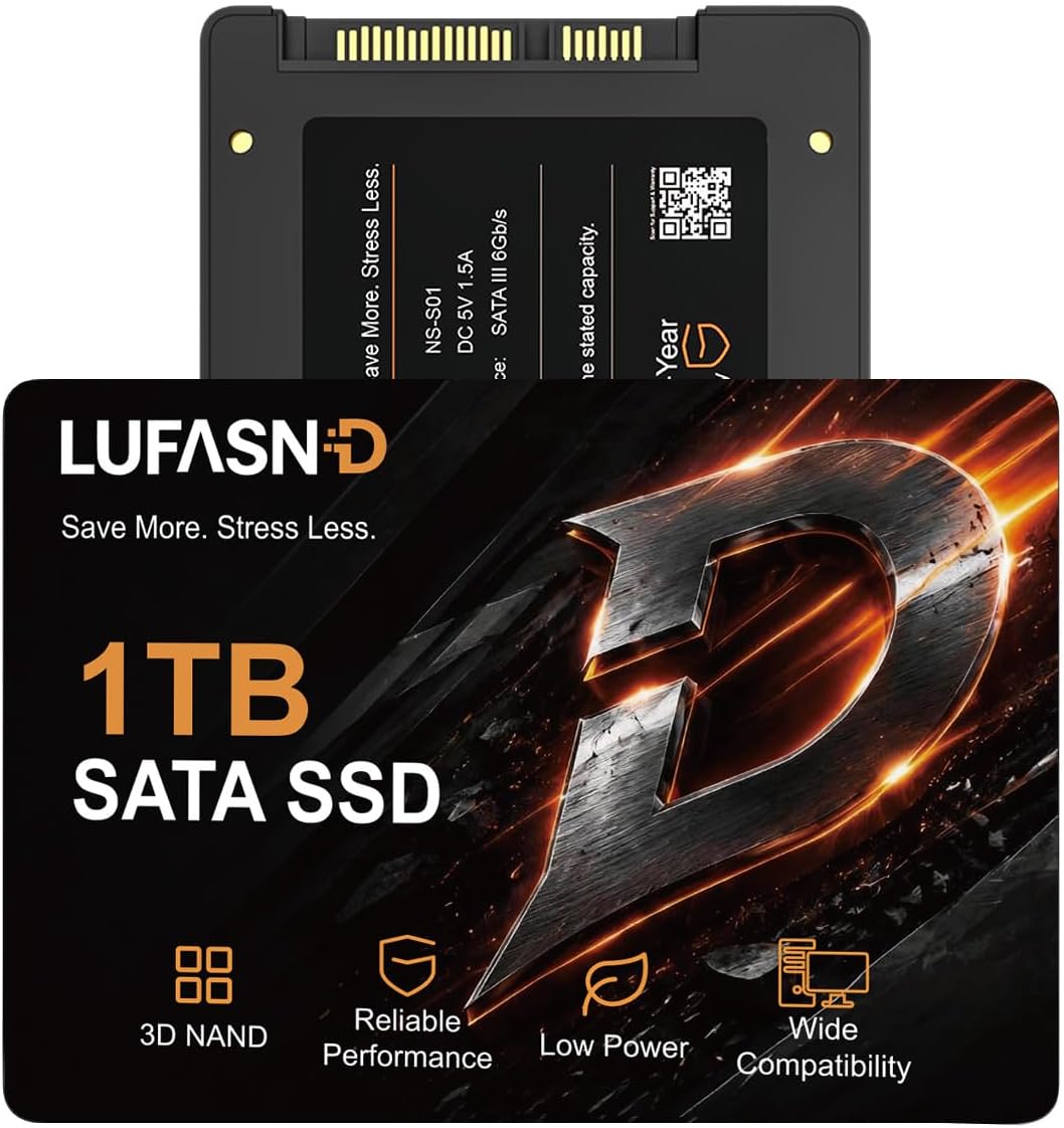 Detalle de Lufasnd NS-S01 1TB 2.5-Inch SATA SSD, 3D NAND, 520MB/s Read