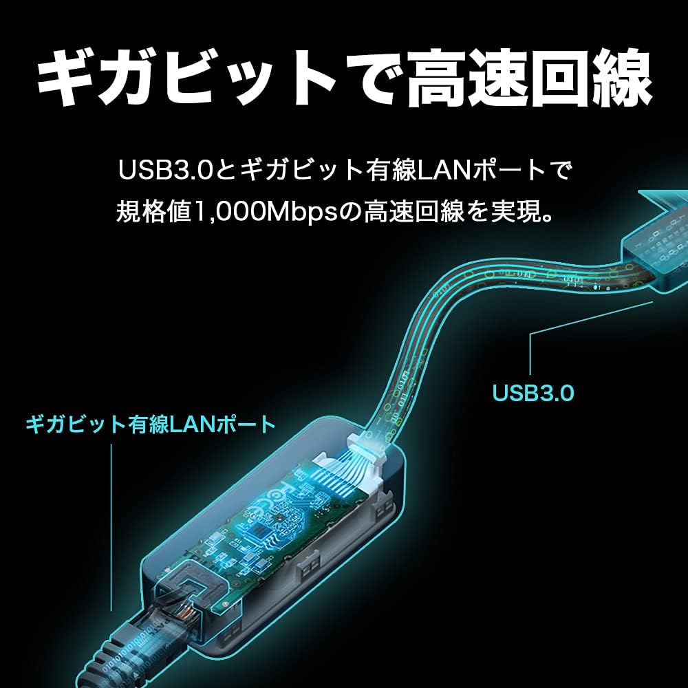 Detalle 2 de TP-Link UE306 USB 3.0対応ギガビット有線LANアダプター Nintendo Switch対応・折りたたみ式