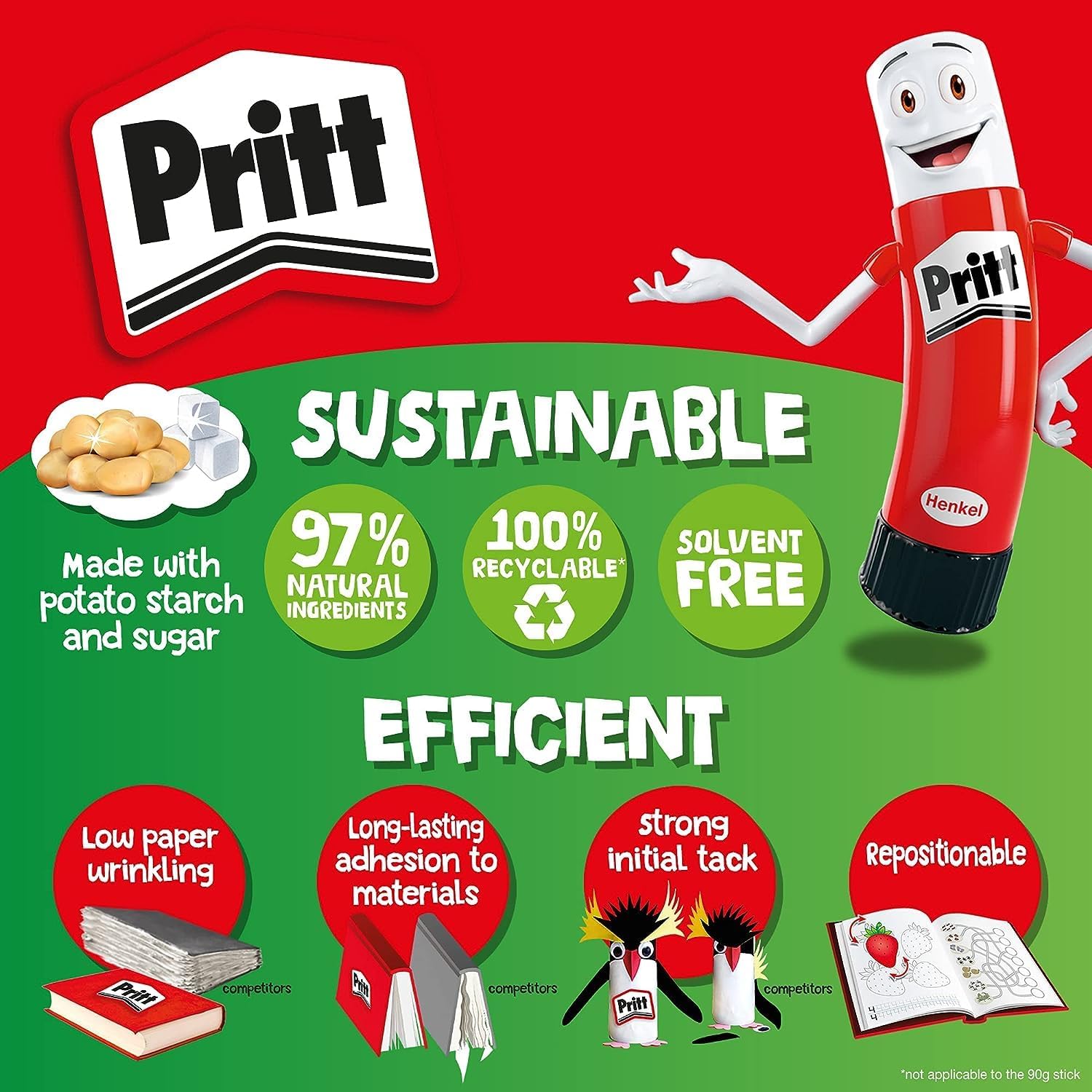 Detalle de Pritt Glue Stick 43g (Pack of 5) – Safe & Child-Friendly Craft Glue for Arts & Crafts