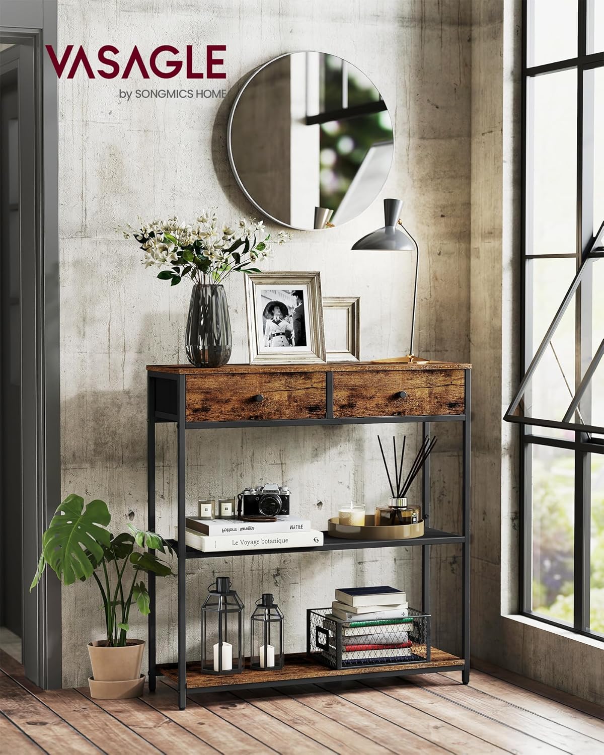 Detalle 2 de VASAGLE LNT092K01 console étroite 24×76×80 cm