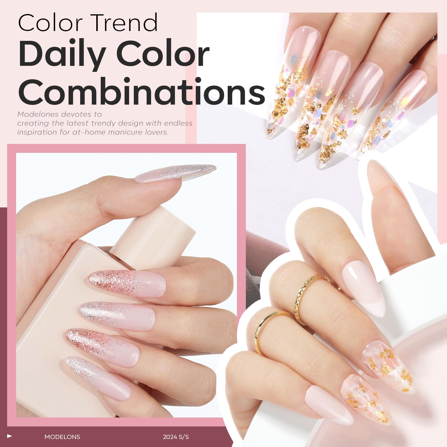 Thumbnail 4 de modelones Builder Nail Gel (2 Pcs) Clear + Cover Nude 10ml — 8-in-one thickening strengthener for LED/UV curing