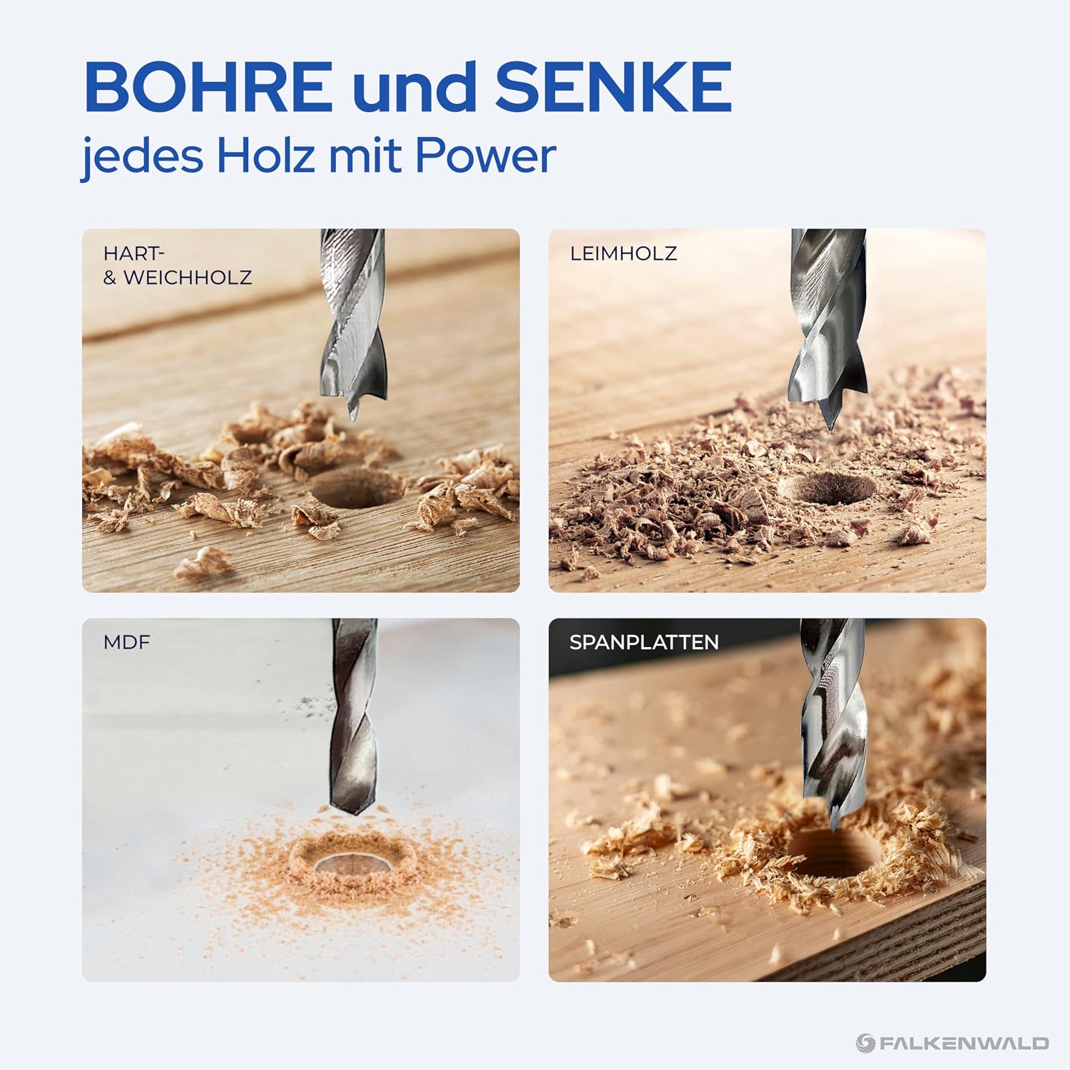 Detalle 2 de Falkenwald Holzbohrer Set 1–13 mm, 26‑teilig