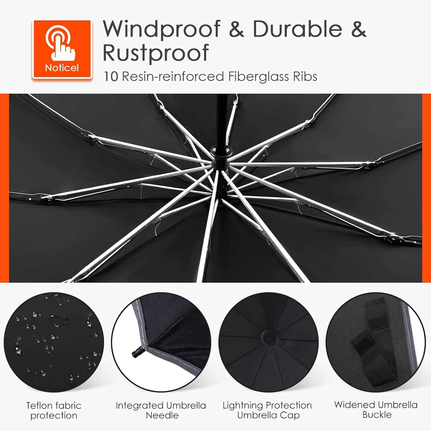 Thumbnail 2 de Bodyguard Inverted Umbrella (Large) — Windproof Reverse Folding with Reflective Stripe & Cover Bag
