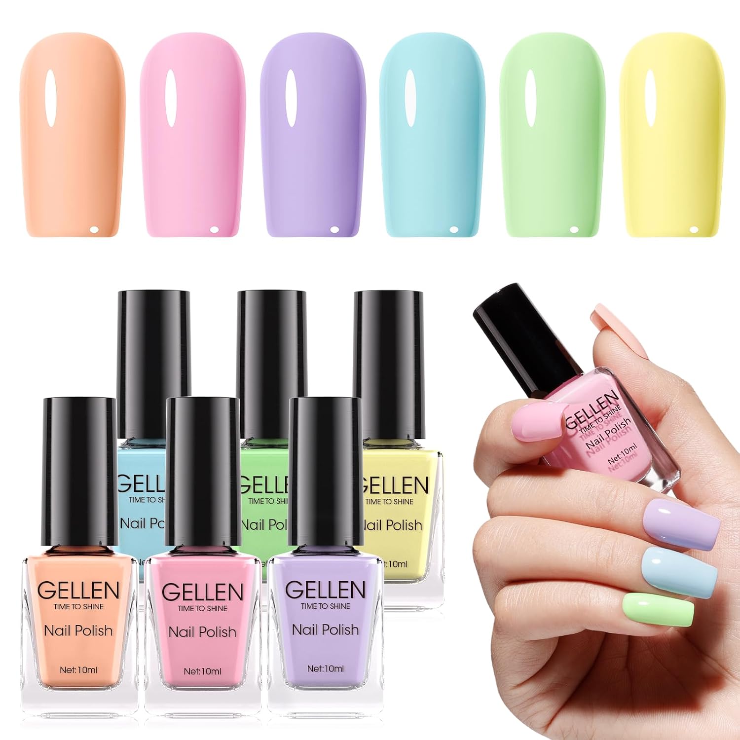 Detalle de GELLEN Pastel Nail Polish 6 Macaron shades