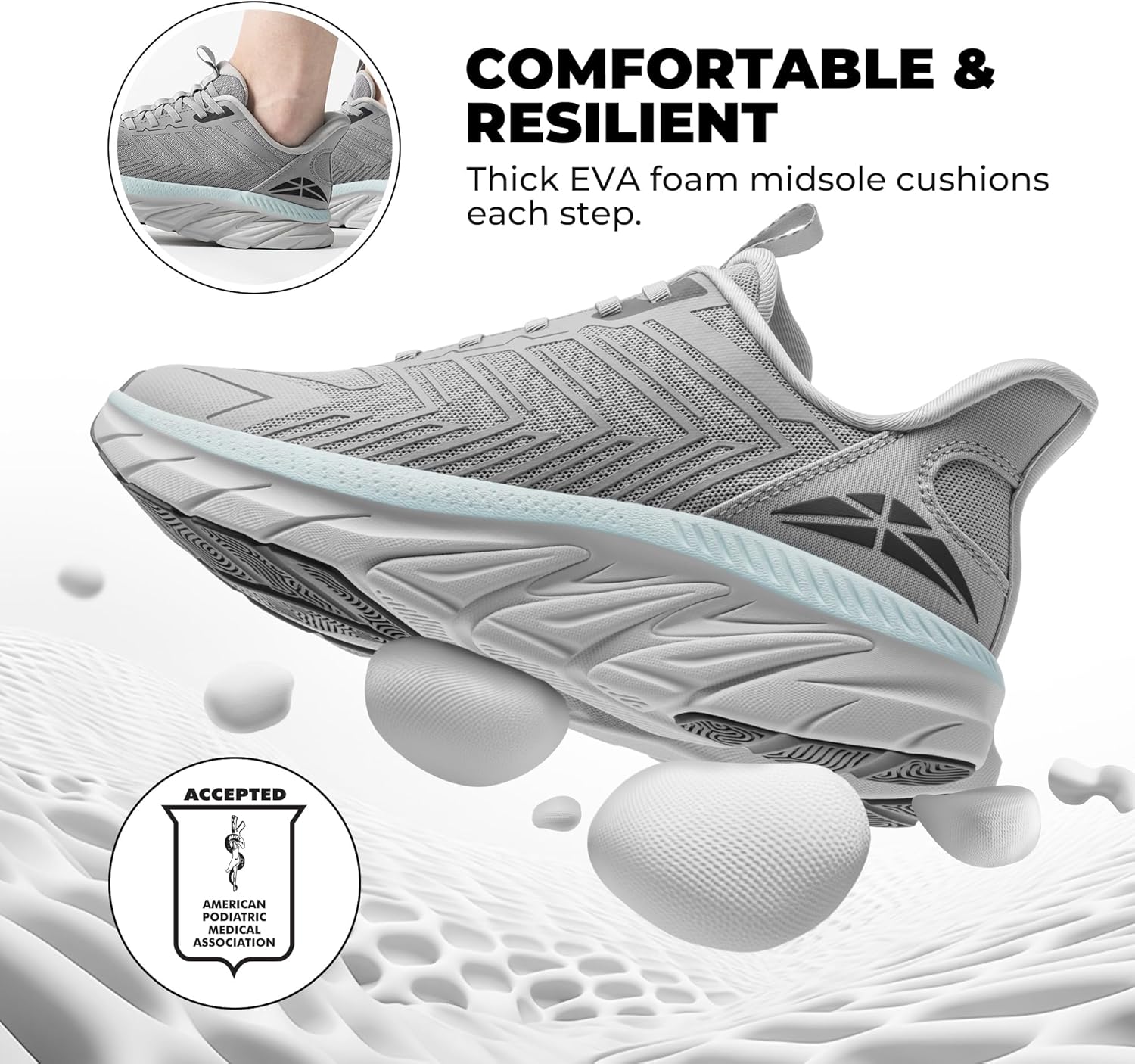 Detalle de ALLSWIFIT Women’s Slip-On Athletic Walking Shoes (Cushy, Breathable, Non-Slip)