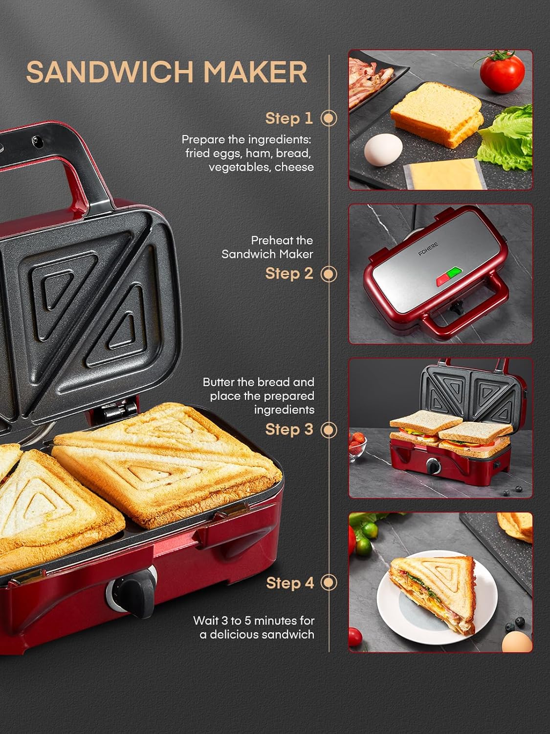 Thumbnail 7 de Sandwichera 3 en 1 Tefal, 1200W, Grill, Gofrera y Sandwichera 🍽