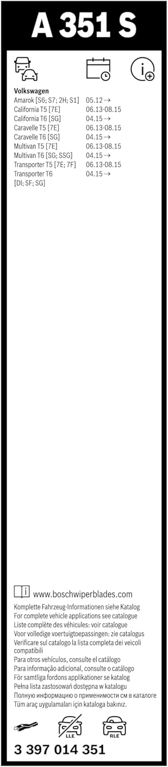 Thumbnail 2 de Bosch Aerotwin A 351 S Front Windscreen Wiper Blades (Set of 2) – 600mm, Left-Hand Drive EU