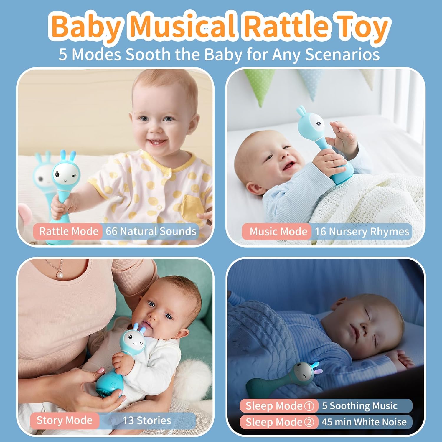 Detalle de alilo Smarty Bunny Baby Rattle, 4 Modes