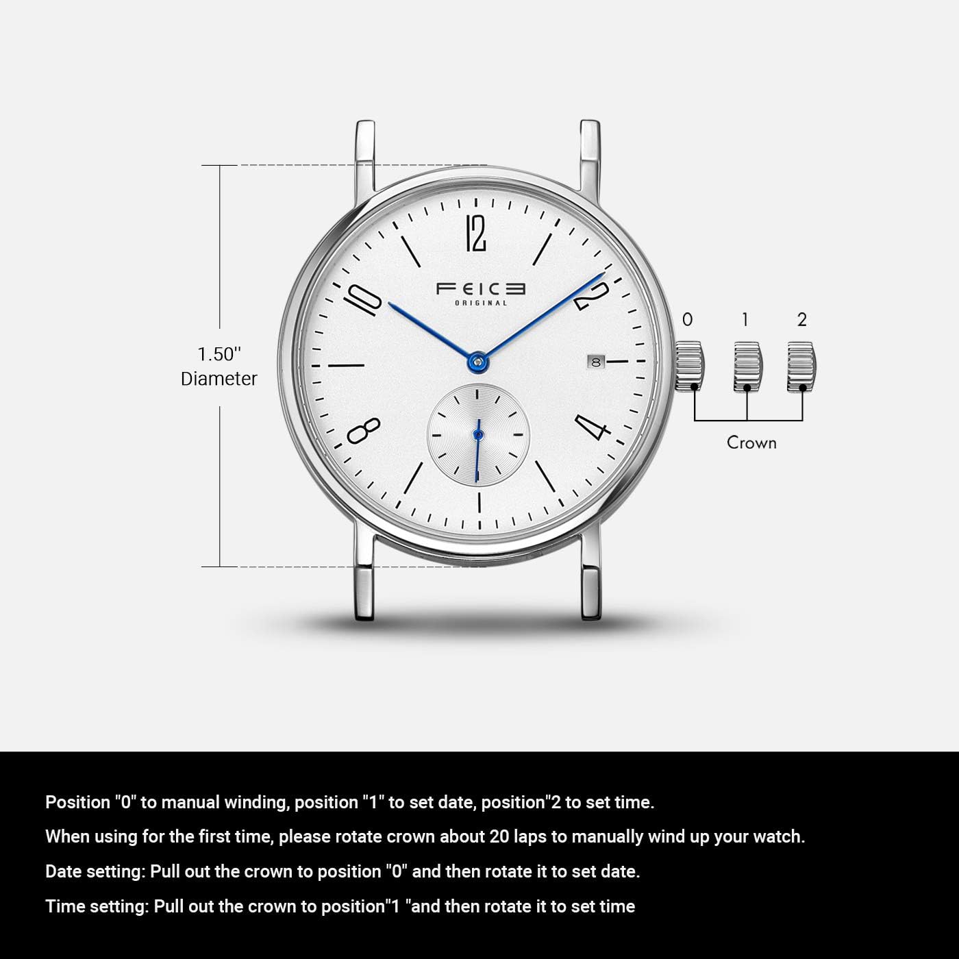 Thumbnail 3 de FEICE FM201 Orologio automatico unisex con vetro zaffiro e quadrante minimal Bauhaus