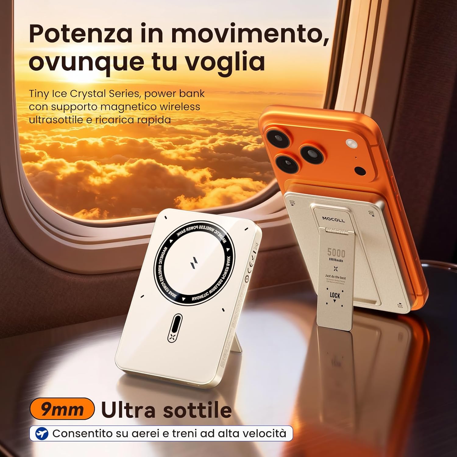 Thumbnail 1 de Mocoll Power Bank MagSafe 5000mAh: Caricatore Portatile Magnetico con Stand Pieghevole