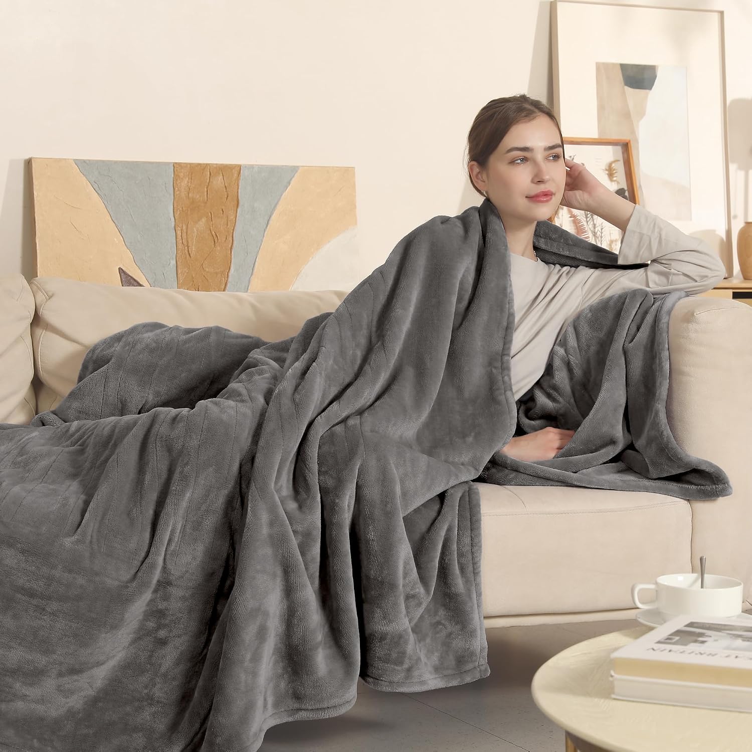 Detalle de COZYTY NHB-7284 Electric Blanket, Full Size Flannel, 6 Heat Levels