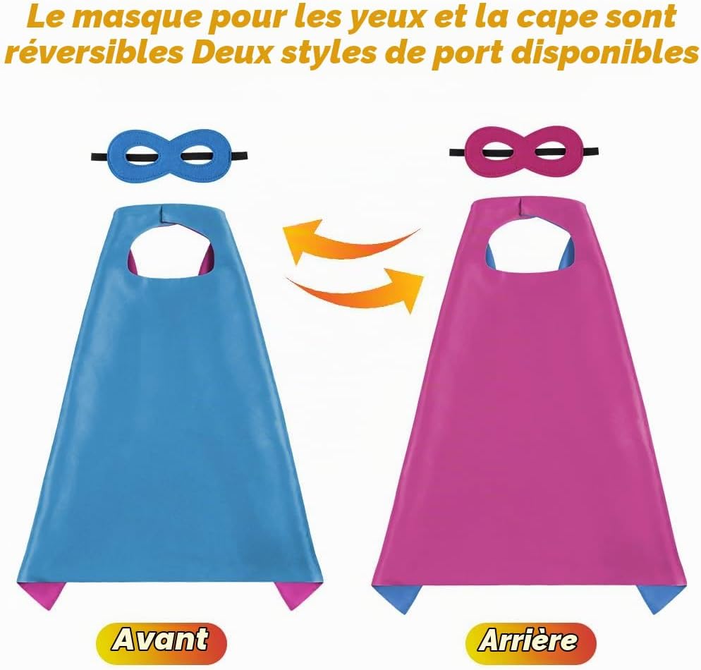Detalle 1 de AUYAO 5040656 omkeerbare superheldencape voor kinderen met masker