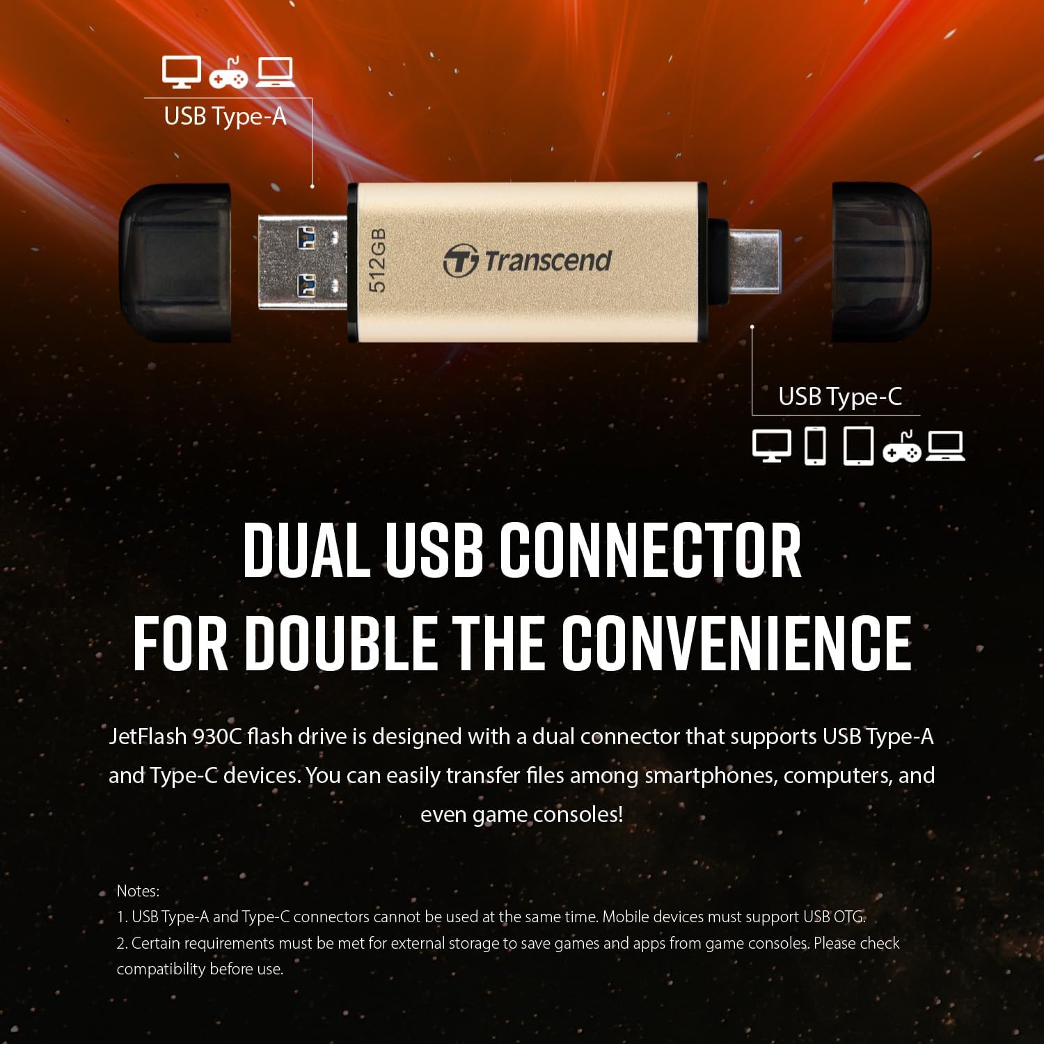 Thumbnail 2 de Transcend JetFlash 930C 128GB USB 3.2 ✨ Rosa Dorado