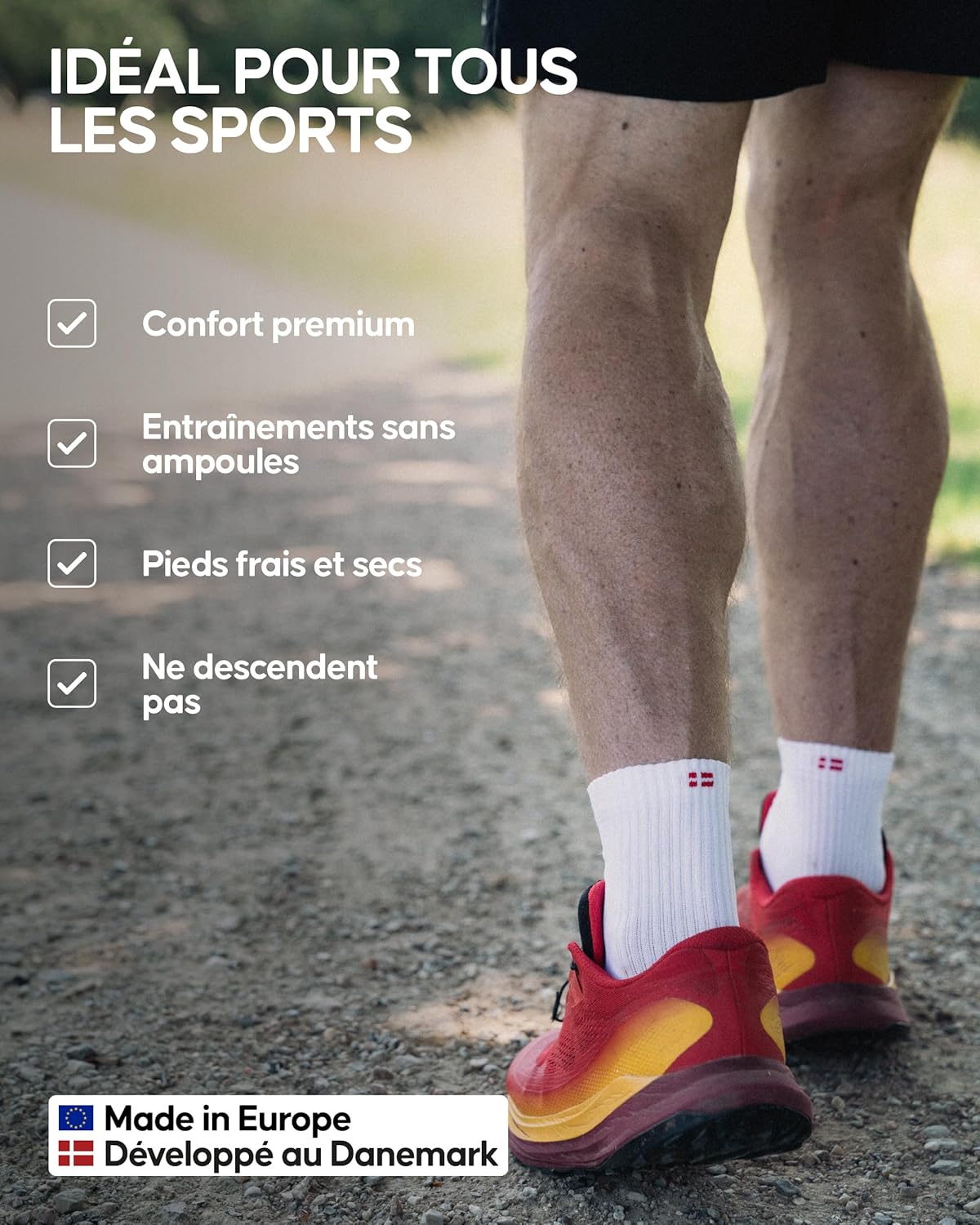 Detalle de Danish Endurance Chaussettes de course unisexes avec ajustement précis (lot de 3 ou 5)