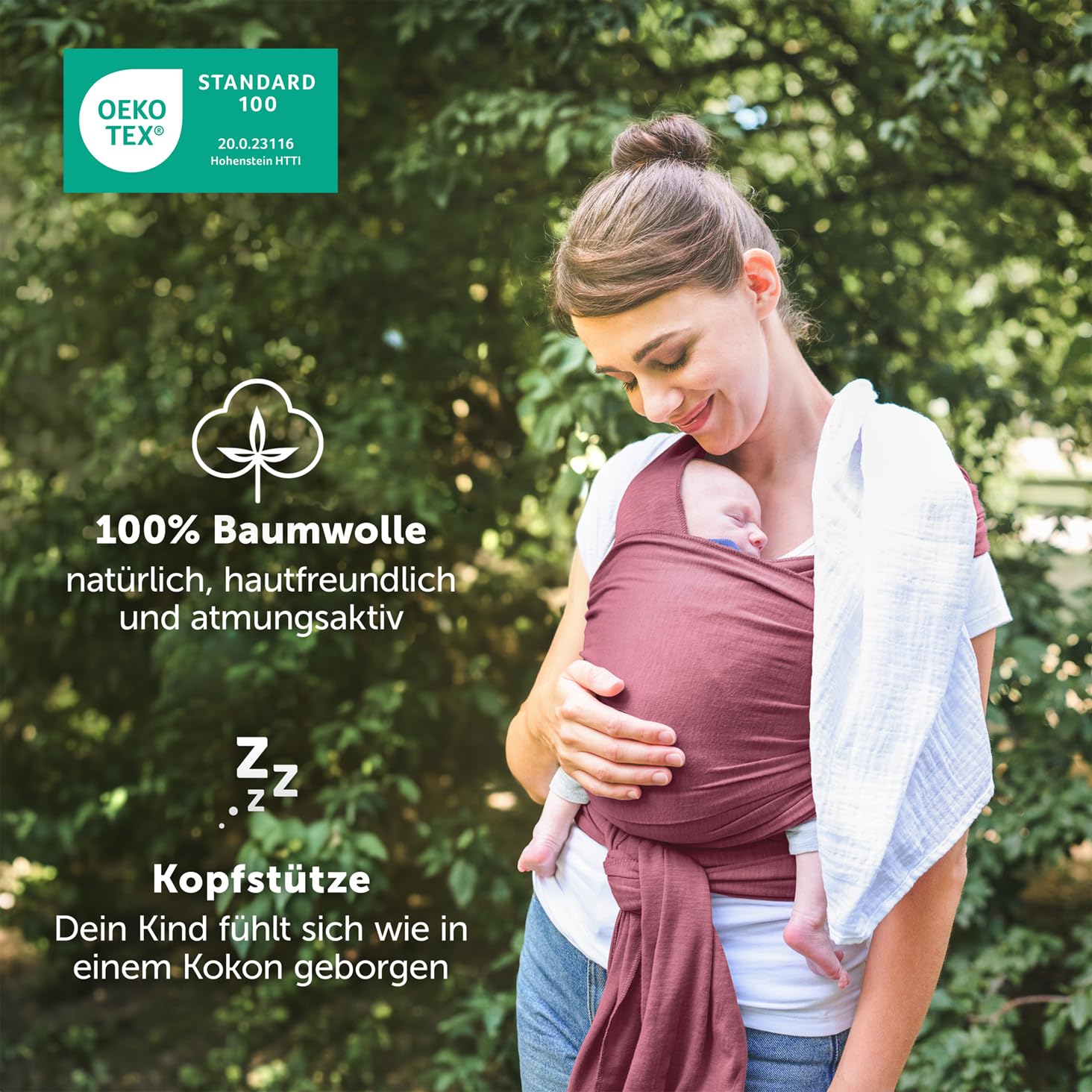 Thumbnail 2 de Laleni Tragetuch Baby – Neugeborenes bis 15 kg aus 100% Baumwolle, OEKO-TEX zertifiziert, 5,10 m