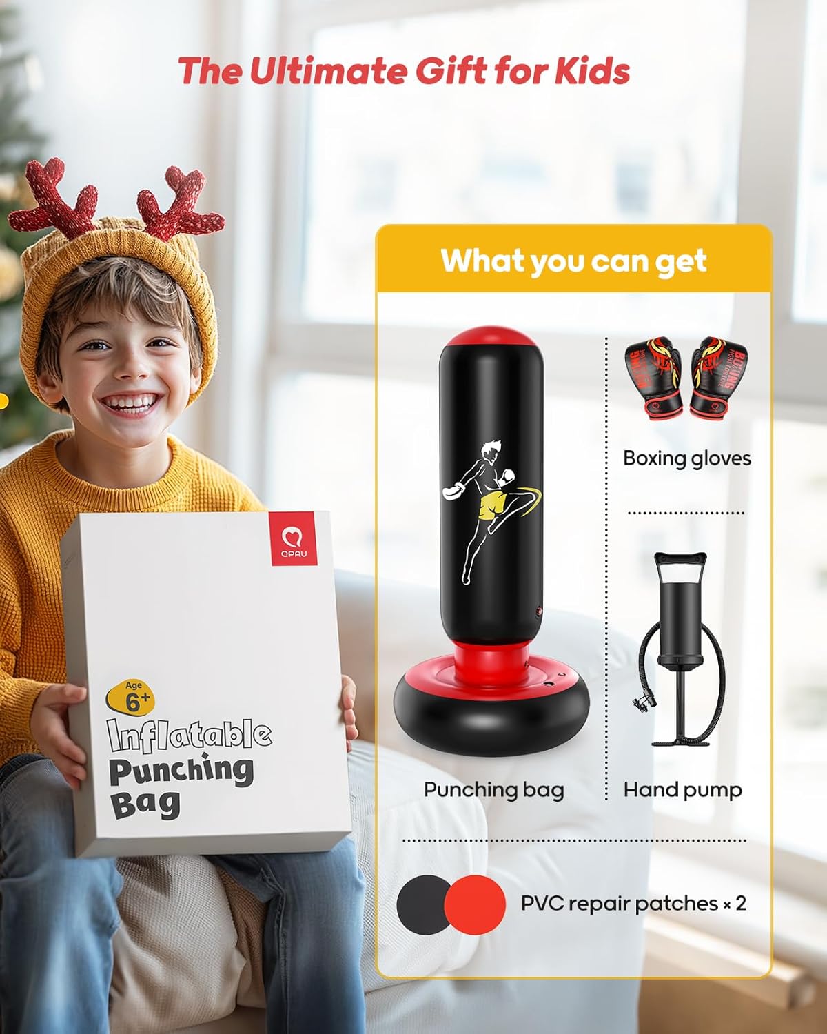 Thumbnail 1 de QPAU Kids 66-inch Inflatable Punch Bag for Training 🥊