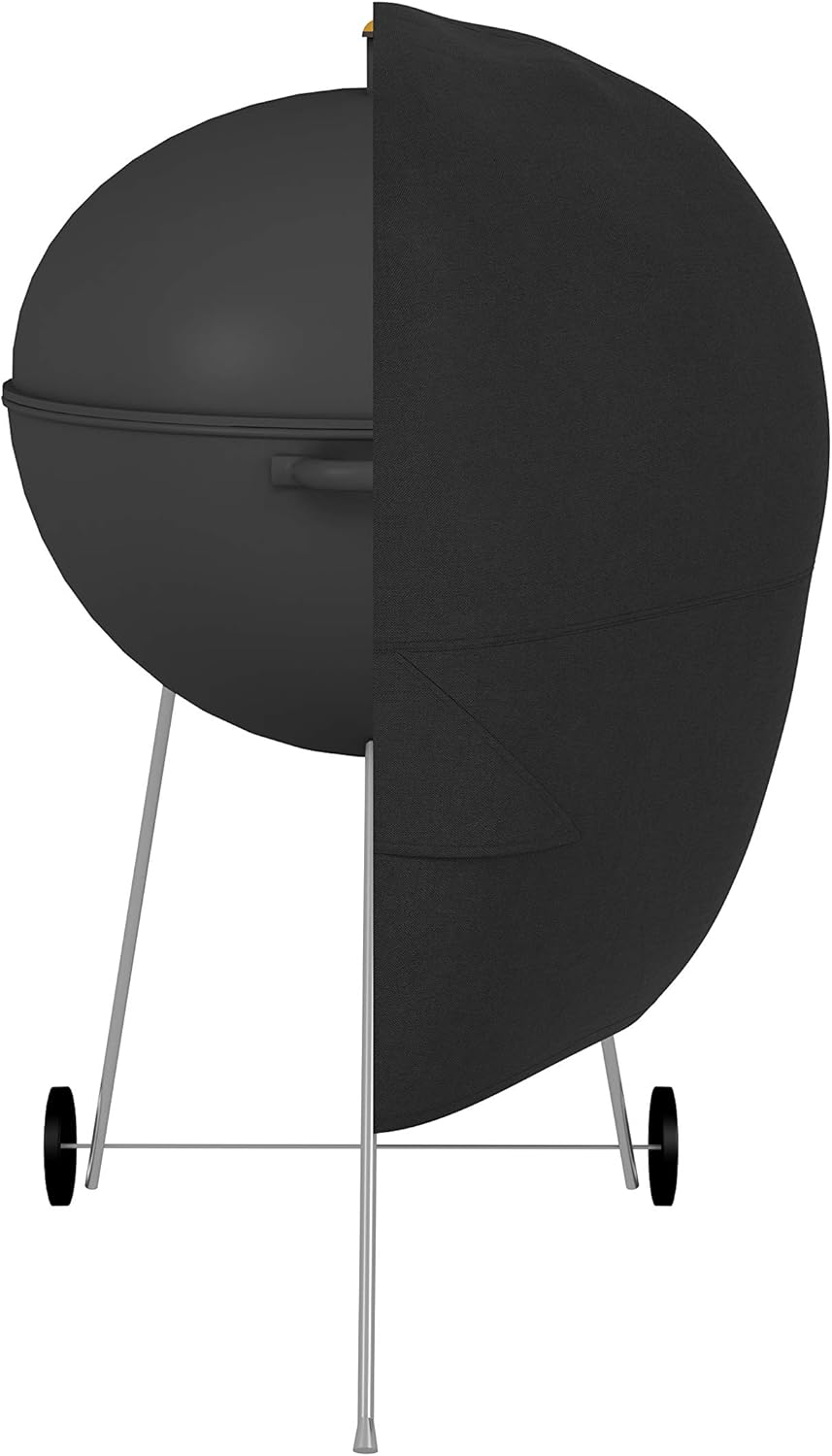 Detalle de Amazon Basics Abdeckung für Holzkohle-Kugelgrill, Schwarz – Schutz bei allen Wetterlagen
