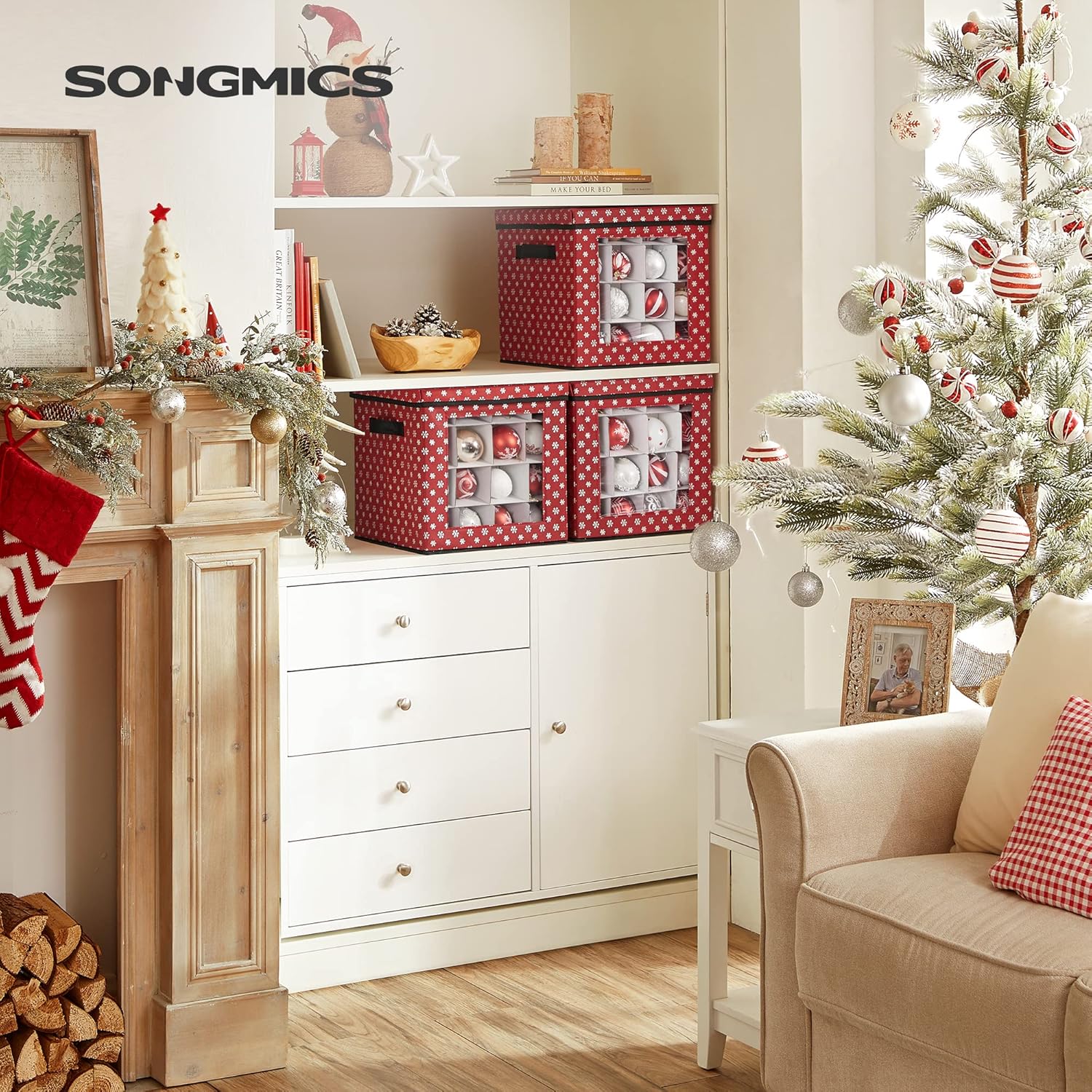 Detalle 2 de SONGMICS Set 3 contenitori per palline 64 posti, 30,5 cm