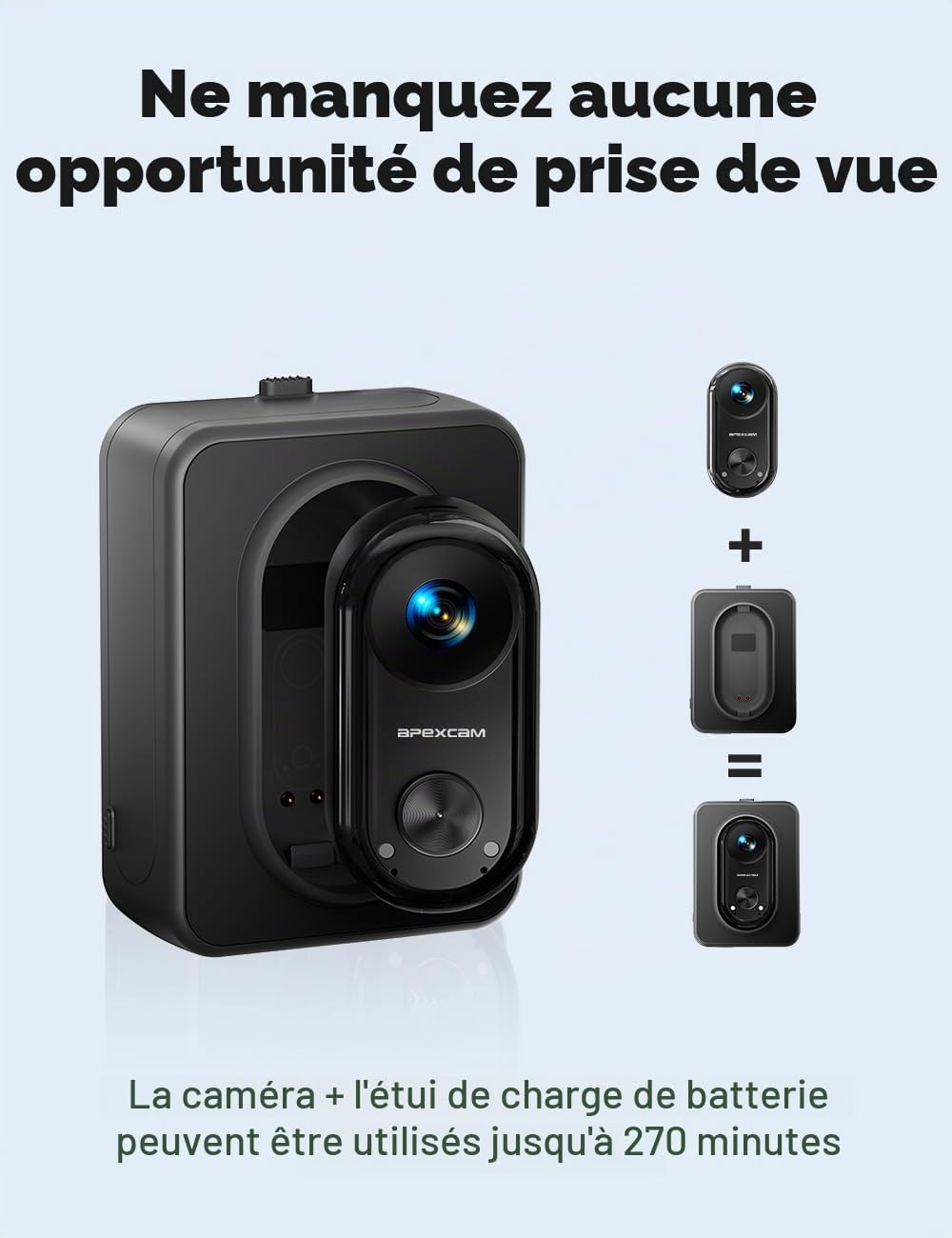 Detalle de Apexcam K70 mini-sportcamera, 4K 30 fps, 20 MP en magnetische bevestiging