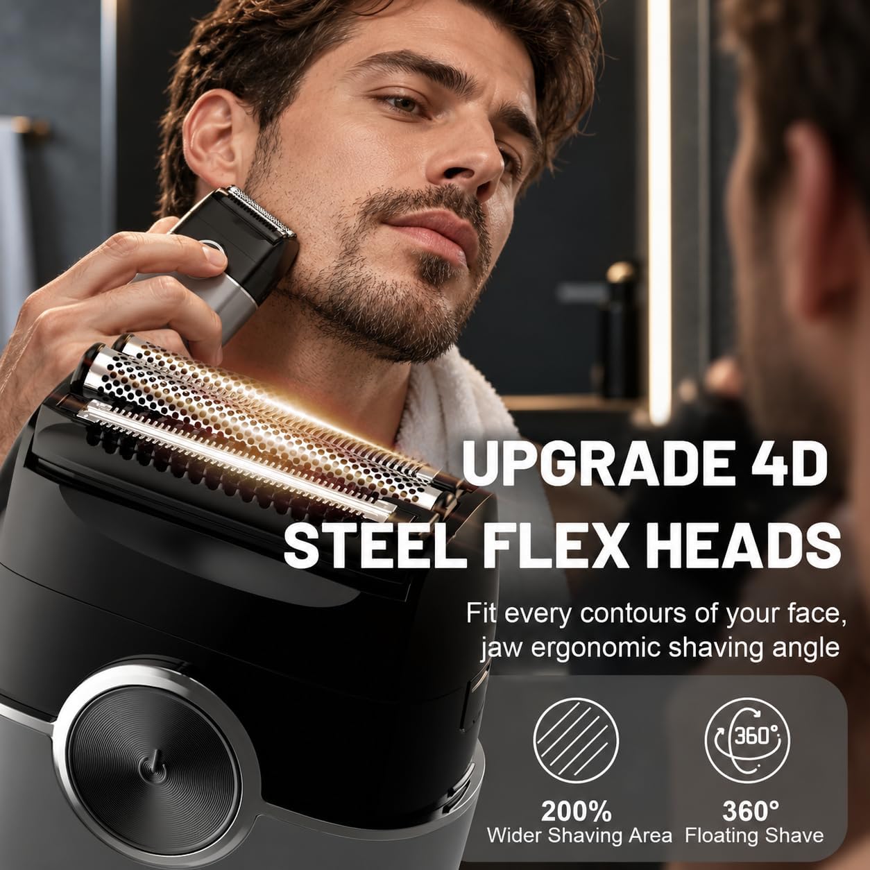 Detalle de NKTMXY Electric Foil Shaver for Men, 4 Floating Blades, LED Display, Wet/Dry
