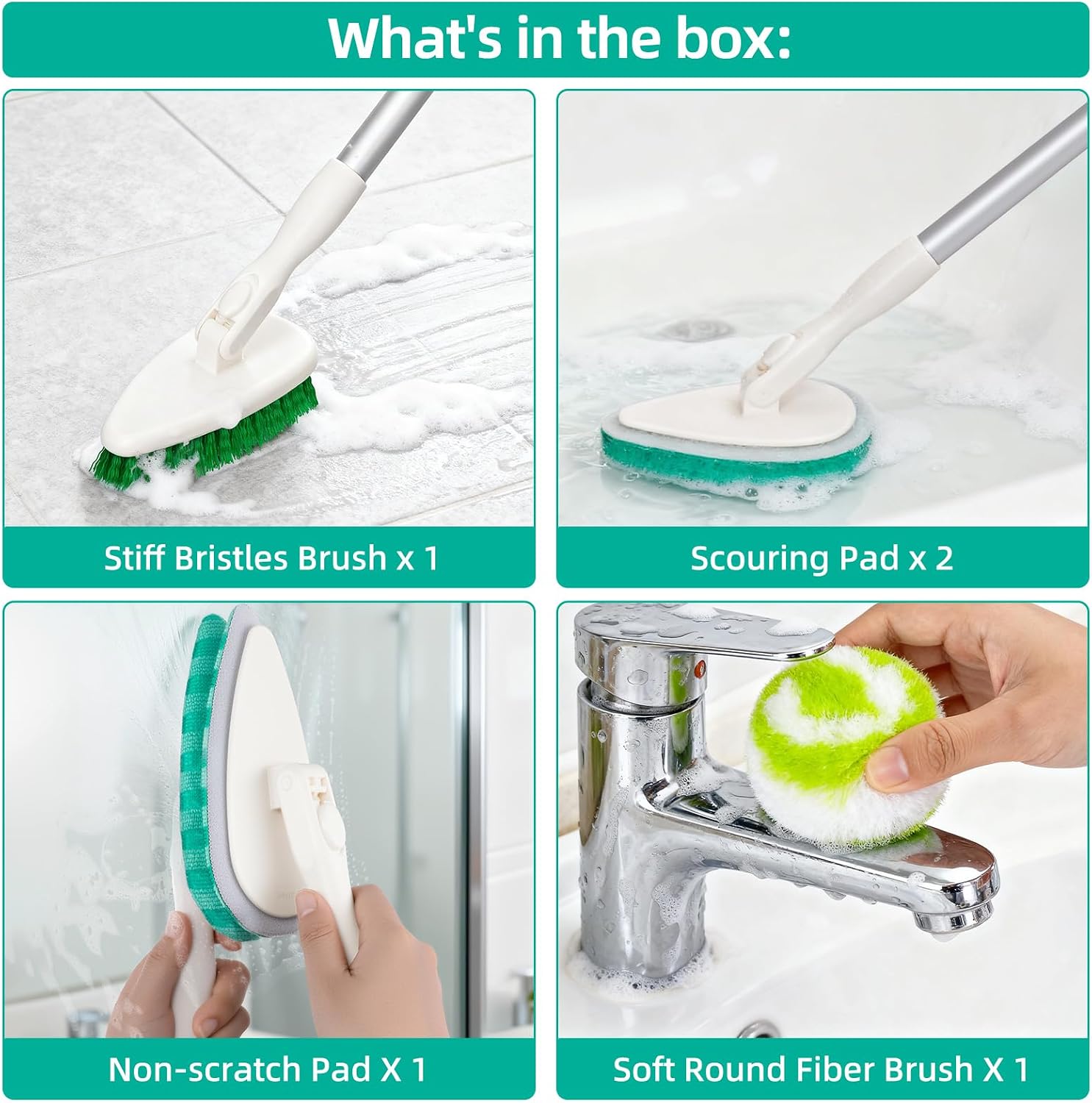 Detalle 1 de Qaestfy 4-in-1 Shower Scrubber for Tub and Tile