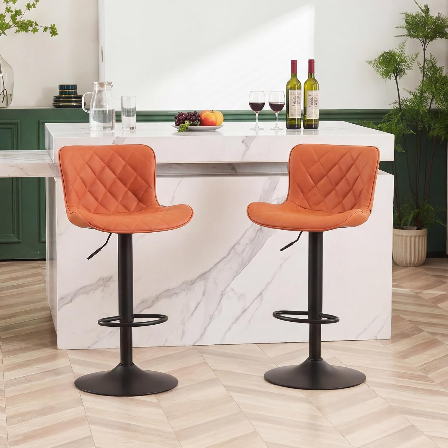 Thumbnail 6 de Kidol & Shellder BLTCA-1932 Swivel Bar Stools, Set of 2, Rust Red Faux Leather