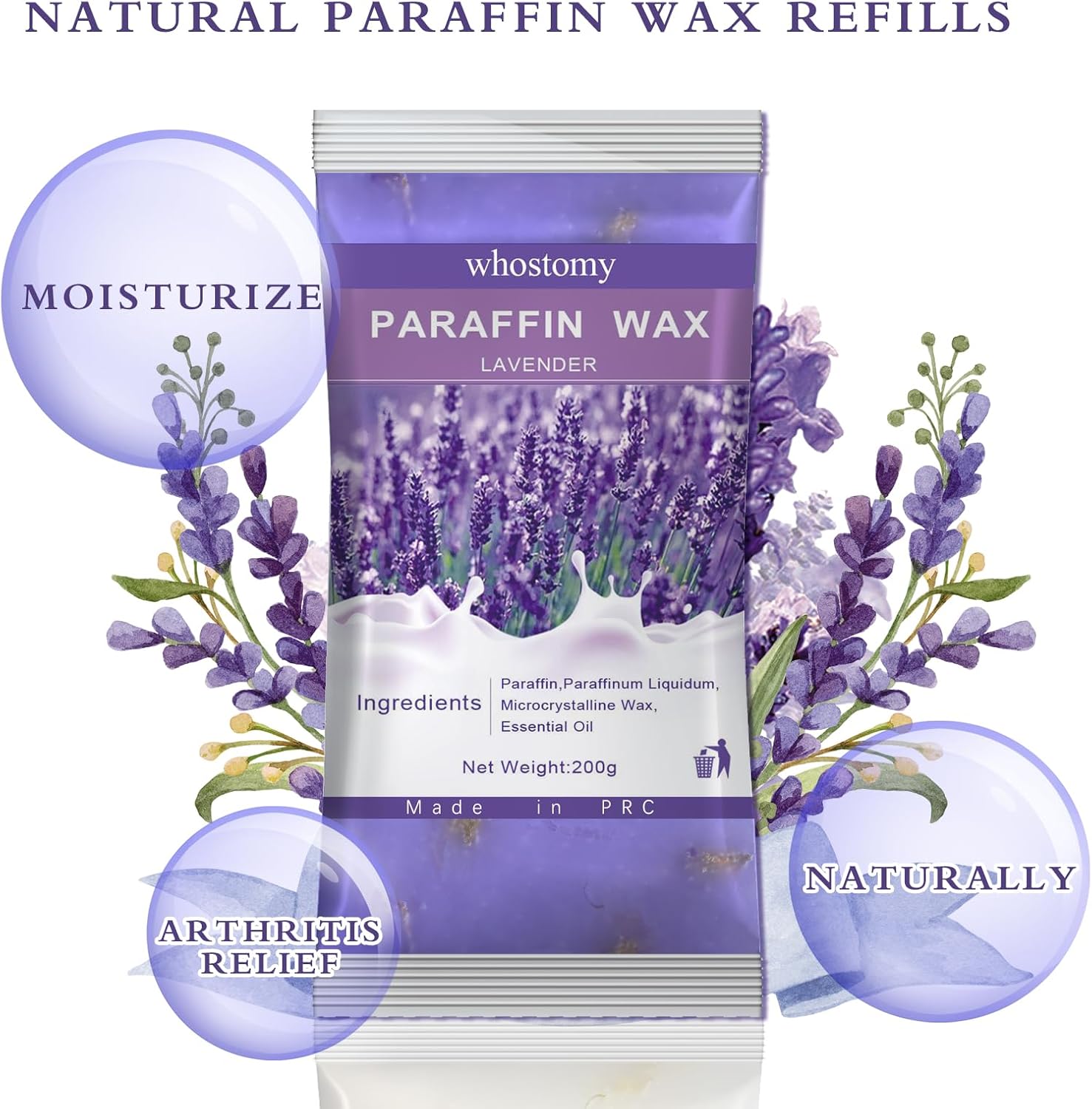 Thumbnail 1 de Whostomy Paraffin Wax Refills, 12-Pack with Lavender Scent and Dry Flowers