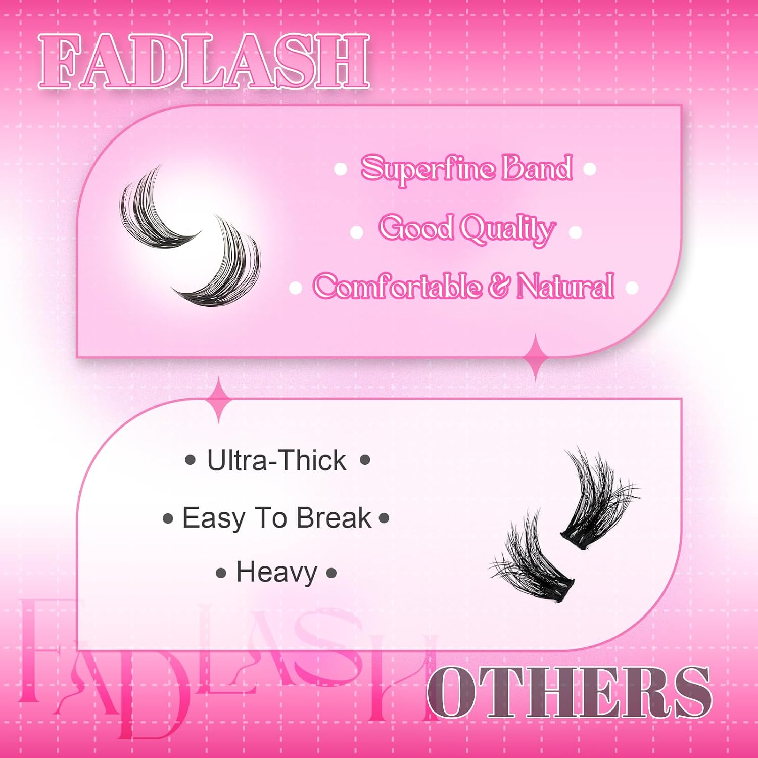 Thumbnail 6 de Fadlash DIY Wimpern Extensions 0.07 D-8-16mm 60D Einzeln Wimpern Cluster – Für Anfänger