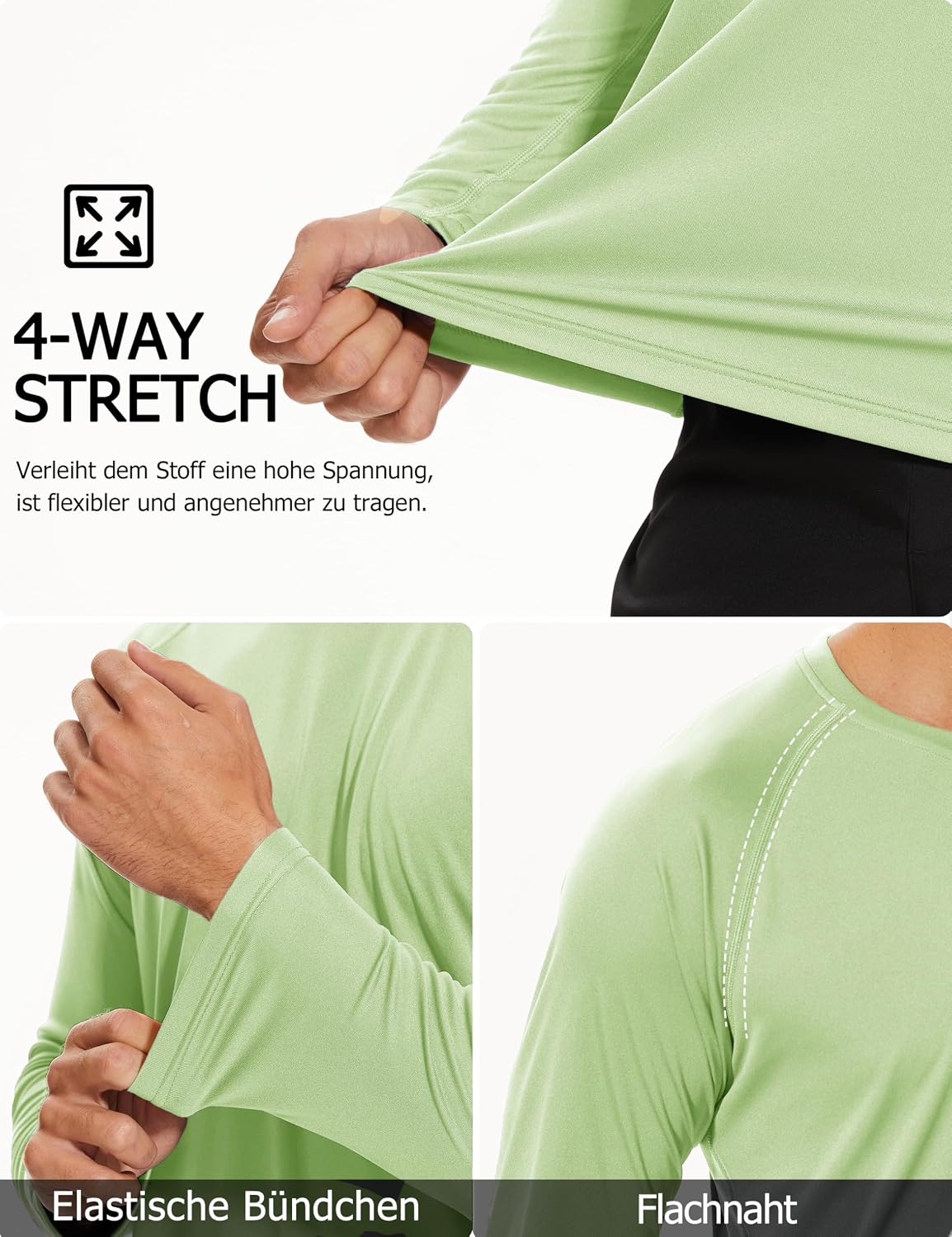 Detalle de TACVASEN Herren UPF 50+ UV-Schutz Langarmshirt (Rashguard) für Outdoor & Sport