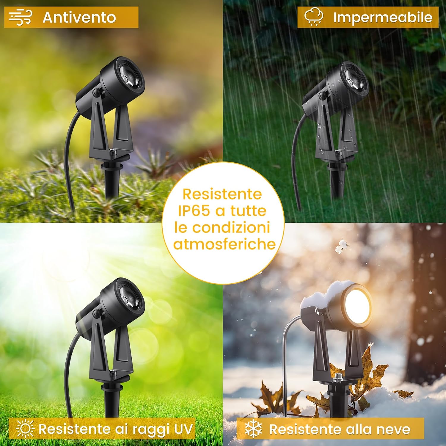 Detalle de Pogestrand Faretto LED da Esterno 14M/46FT – Confezione da 4 Faretti Paesaggistici 3000K IP65