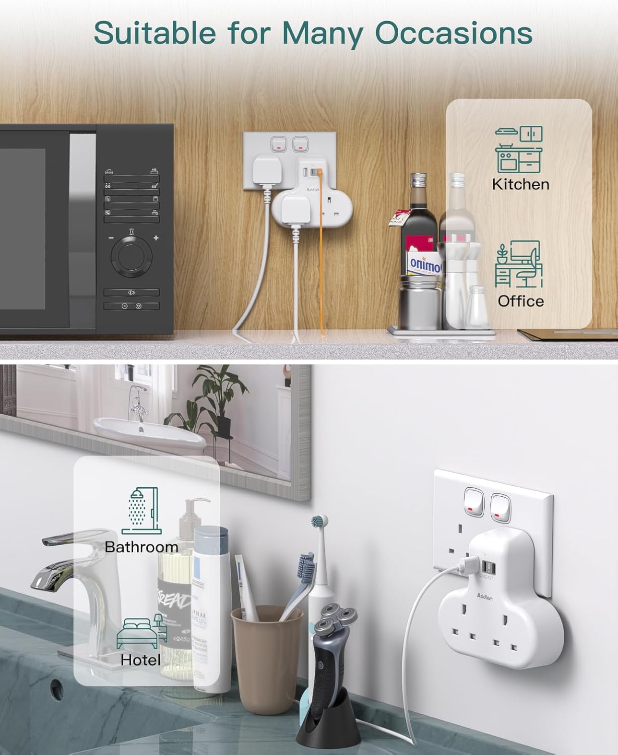 Thumbnail 6 de Addtam Double Plug Extension 13A with USB ports 🔌